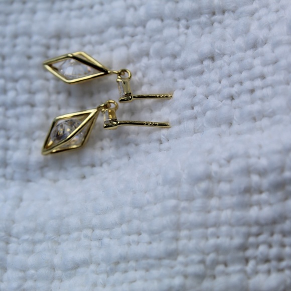 Sterling Silver Diamond Hollow Stud Tassel Earrings - Picture 10 of 13